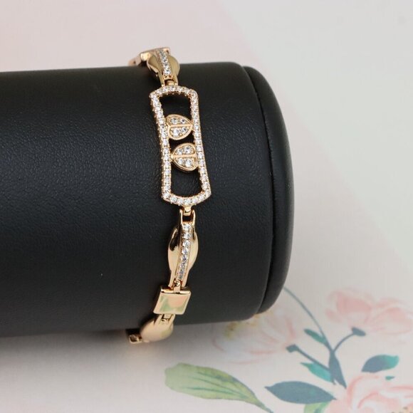 "Elegant Rose Gold Bracelet with Double Drop Stone Accent, XPBL0919 - Picture 8 of 12